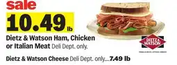 Meijer Dietz & Watson Ham, Chicken or Italian Meat offer