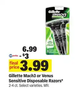 Meijer Gillette Mach3 or Venus Sensitive Disposable Razors offer