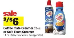 Meijer Coffee mate Creamer 32 oz. or Cold Foam Creamer 14 oz offer