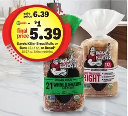 Meijer Dave's Killer Bread Rolls or Buns 16-18 oz., or Bread* 18-27 oz offer