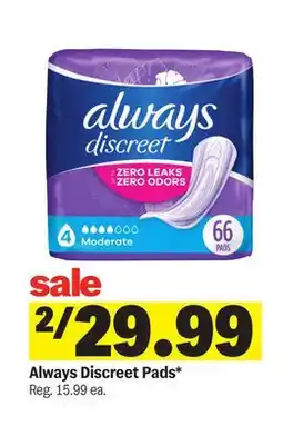 Meijer Always Discreet Pads offer