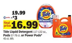 Meijer Tide Liquid Detergent 117-132 oz., Pods 57-76 ct. or Power Pods offer