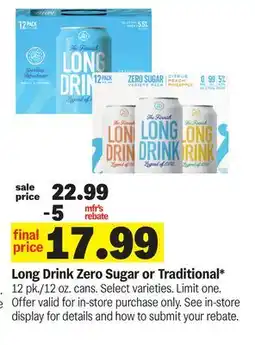 Meijer Long Drink Zero Sugar or Traditional offer