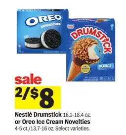Meijer Nestlé Drumstick 18.1-18.4 oz. or Oreo Ice Cream Novelties 4-5 ct./13.7-16 oz offer