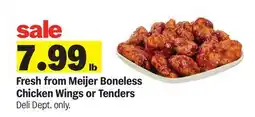 Meijer Fresh from Meijer Boneless Chicken Wings or Tenders offer