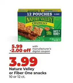 Hy-Vee Nature Valley or Fiber One snacks offer