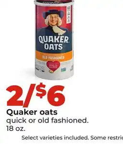 Hy-Vee Quaker oats offer