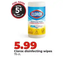 Hy-Vee Clorox disinfecting wipes offer