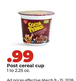Hy-Vee Post cereal cup offer