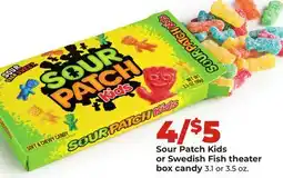 Hy-Vee Sour Patch Kids or Swedish Fish theater box candy offer