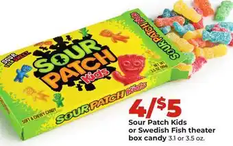 Hy-Vee Sour Patch Kids or Swedish Fish theater box candy offer