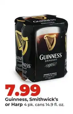 Hy-Vee Guinness, Smithwick's or Harp offer