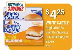 Commissary WHITE CASTLE Original 100% Beef Hamburgers or Cheeseburgers Sliders offer