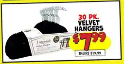 Ollie's 30 PK. VELVET HANGERS offer