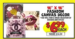 Ollie's 16 X 16 FASHION CANVAS DECOR offer