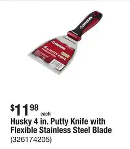 The Home Depot Husky 4 in. Putty Knife with Flexible Stainless Steel Blade offer