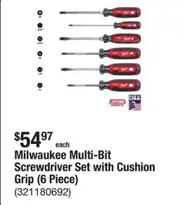 The Home Depot Milwaukee Multi-Bit Screwdriver Set with Cushion Grip (6 Piece) offer