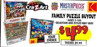 Ollie's FAMILY PUZZLE BUYOUT offer
