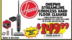 Ollie's HOOVER ONEPWR STREAMLINE CORDLESS HARD FLOOR CLEANER offer