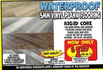 Ollie's WATERPROOF 5MM VINYL PLANK FLOORING offer