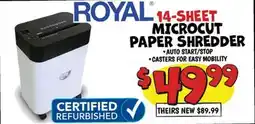 Ollie's ROYAL 14-SHEET MICROCUT PAPER SHREDDER offer