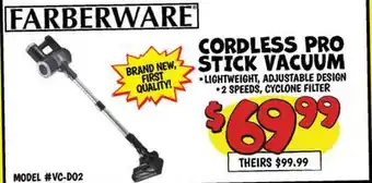 Ollie's FARBERWARE CORDLESS PRO STICK VACUUM offer