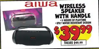 Ollie's aiwa WIRELESS SPEAKER WITH HANDLE offer