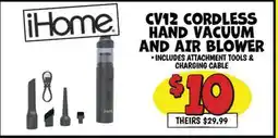 Ollie's CV12 CORDLESS HAND VACUUM AND AIR BLOWER offer