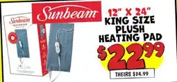 Ollie's 12 X 24 Sunbeam KING SIZE PLUSH HEATING PAD offer