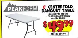 Ollie's 6' CENTERFOLD PEAKFORM BANQUET TABLE offer