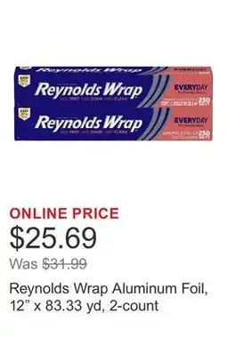 Costco Reynolds Wrap Aluminum Foil, 12 x 83.33 yd, 2-count offer