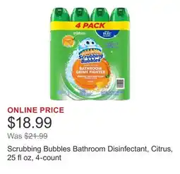 Costco Scrubbing Bubbles Bathroom Disinfectant, Citrus, 25 fl oz, 4-count offer