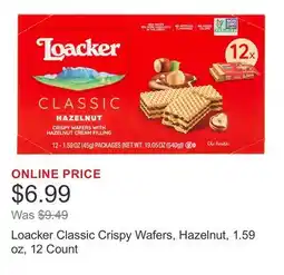 Costco Loacker Classic Crispy Wafers, Hazelnut, 1.59 oz, 12 Count offer