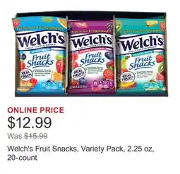Costco Welch's Fruit Snacks, Variety Pack, 2.25 oz, 20-count offer