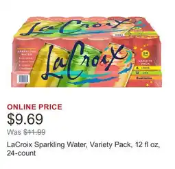 Costco LaCroix Sparkling Water, Variety Pack, 12 fl oz, 24-count offer
