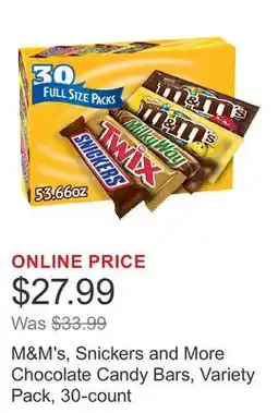 Costco M&M's, Snickers and More Chocolate Candy Bars, Variety Pack, 30-count offer