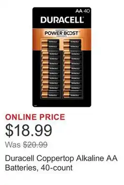 Costco Duracell Coppertop Alkaline AA Batteries, 40-count offer