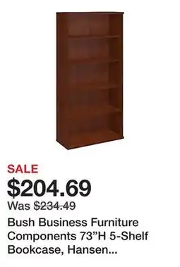 Office Depot Bush Business Furniture Components 73H 5-Shelf Bookcase, Hansen Cherry, Standard Delivery offer