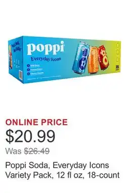 Costco Poppi Soda, Everyday Icons Variety Pack, 12 fl oz, 18-count offer
