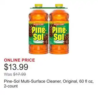 Costco Pine-Sol Multi-Surface Cleaner, Original, 60 fl oz, 2-count offer