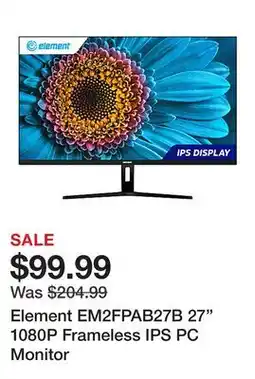 Office Depot Element EM2FPAB27B 27 1080P Frameless IPS PC Monitor offer