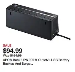 Office Depot APC Back-UPS 900 9-Outlet/1-USB Battery Backup And Surge Protector, BVN900M1, Black offer