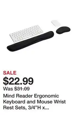 Office Depot Mind Reader Ergonomic Keyboard and Mouse Wrist Rest Sets, 3/4H x 3W x 16-3/4,L, Black, 2 Piece offer