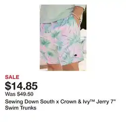 Belk Sewing Down South x Crown & Ivy Jerry 7 Swim Trunks offer