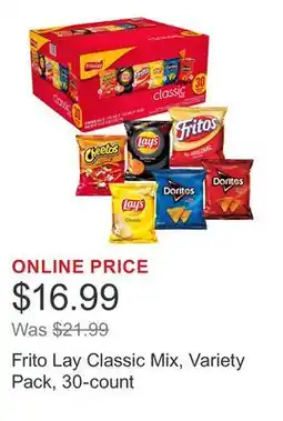 Costco Frito Lay Classic Mix, Variety Pack, 30-count offer