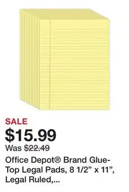 Office Depot Office Depot Brand Glue-Top Legal Pads, 8 1/2 x 11, Legal Ruled, 50 Sheets, Canary, Pack Of 12 Pads offer