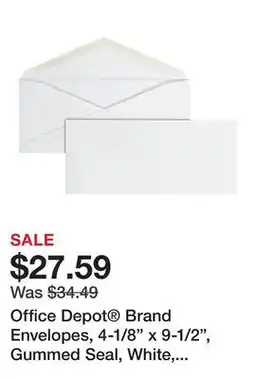 Office Depot Office Depot Brand Envelopes, 4-1/8 x 9-1/2, Gummed Seal, White, Box Of 500 offer