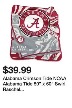 Belk Alabama Crimson Tide NCAA Alabama Tide 50 x 60 Swirl Raschel Throw Blanket offer