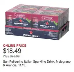Costco San Pellegrino Italian Sparkling Drink, Melograno & Arancia, 11.15 fl oz, 24-count offer