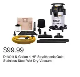 Costco DeWalt 8-Gallon 4 HP Stealthsonic Quiet Stainless Steel Wet Dry Vacuum offer